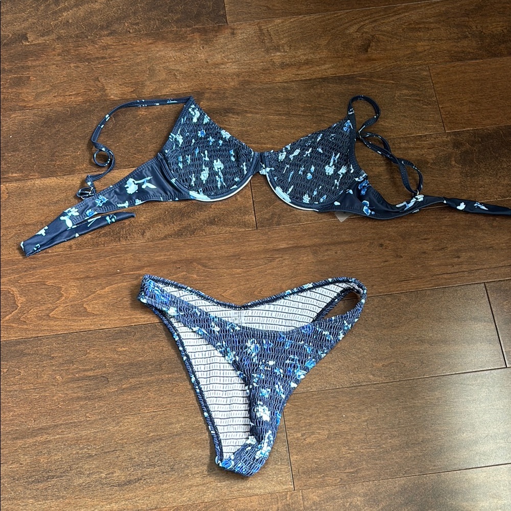 Floral Blue Bikini Set